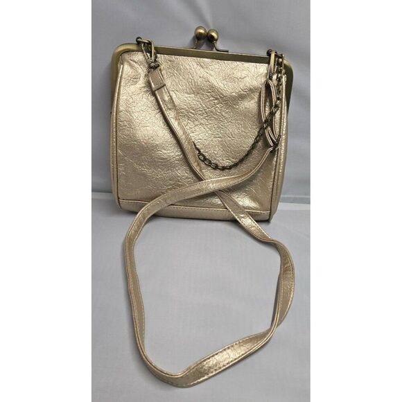 Vintage Gold Evening Bag With Ornate Clasp Chain Strap elegant chic glam dainty - Picture 4 of 10